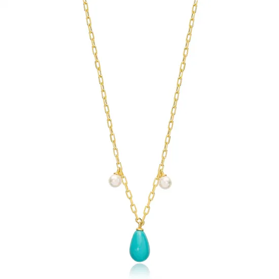 Stylish Drop Shape Turquoise Sterling Silver Pendant Stylish Drop Shape Turquoise Sterling Silver Pendant