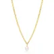 Flat Curb Chain Pearl 925 Sterling Silver Pendant