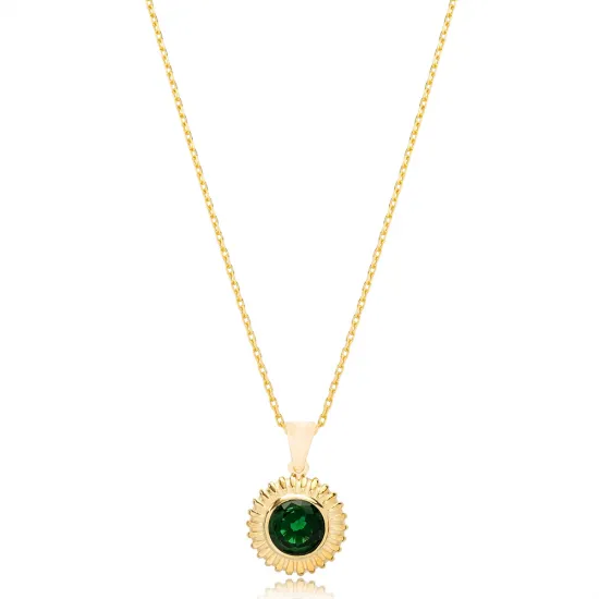 Round Emerald 925 Sterling Silver Pendant Round Emerald 925 Sterling Silver Pendant