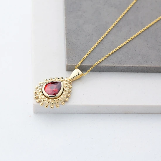 Drop Shape Ruby 925 Sterling Silver Pendant