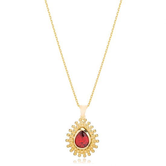 Drop Shape Ruby 925 Sterling Silver Pendant