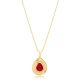 Drop Shape Leaf Ornament Ruby Sterling Silver Pendant