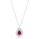 Drop Shape Leaf Ornament Ruby Sterling Silver Pendant