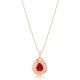 Drop Shape Leaf Ornament Ruby Sterling Silver Pendant