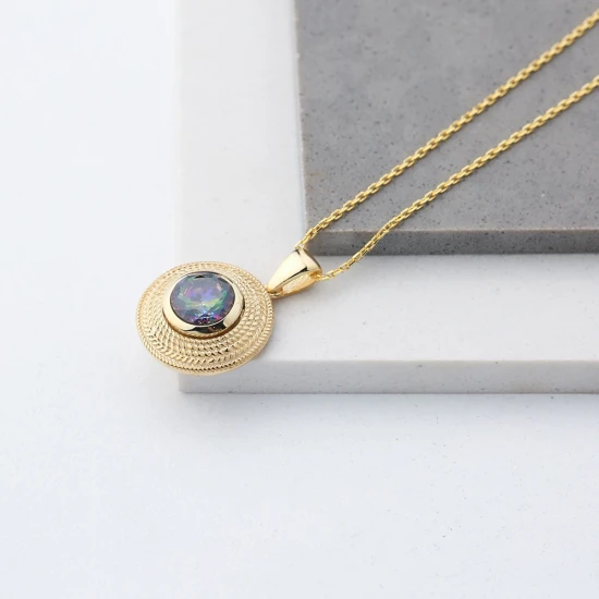 Vintage Round Shape Mystic Topaz 925 Silver Pendant Vintage Round Shape Mystic Topaz 925 Silver Pendant