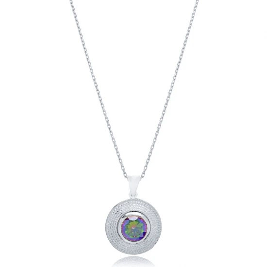 Vintage Round Shape Mystic Topaz 925 Silver Pendant Vintage Round Shape Mystic Topaz 925 Silver Pendant