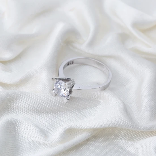 Four Heart Claw Solitaire Engagement 925 Silver Ring Four Heart Claw Solitaire Engagement 925 Silver Ring