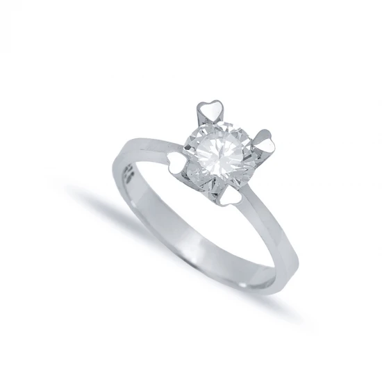 Four Heart Claw Solitaire Engagement 925 Silver Ring Four Heart Claw Solitaire Engagement 925 Silver Ring