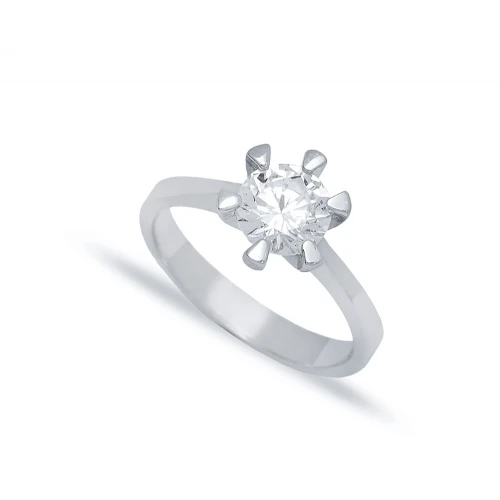 Six Claw Solitaire Engagement 925 Sterling Silver Ring