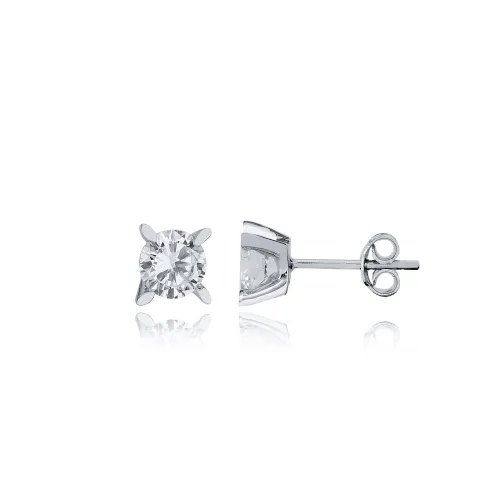 Four Oval Claw CZ 925 Sterling Silver Earrings