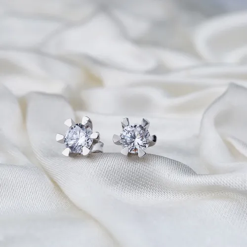 Six Claw CZ 925 Sterling Silver Earrings