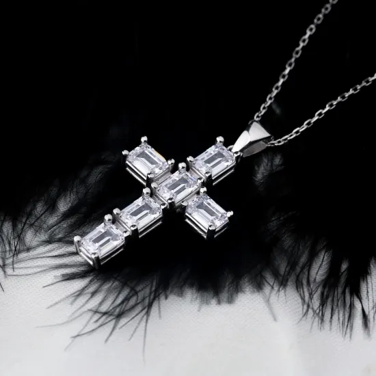 Cross Baguette 925 Sterling Silver Pendant