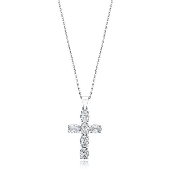 Cross Mini Oval Cut 925 Sterling Silver Pendant Cross Mini Oval Cut 925 Sterling Silver Pendant