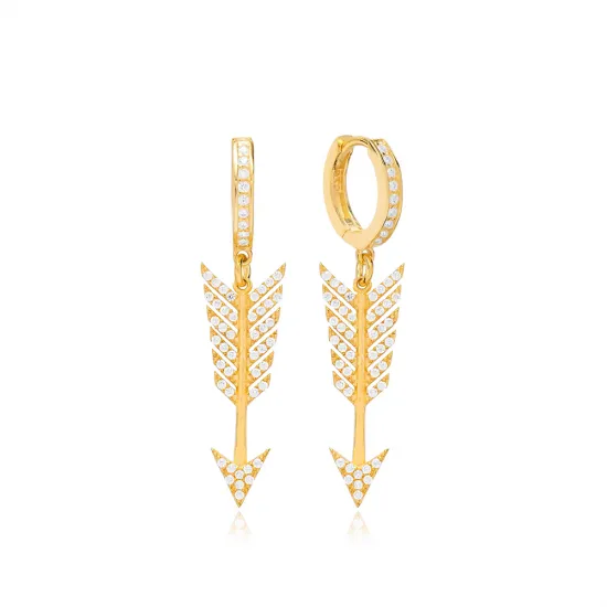 CZ Arrow Dangle 925 Sterling Silver Earrings CZ Arrow Dangle 925 Sterling Silver Earrings