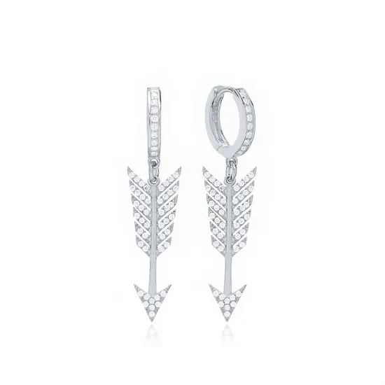 CZ Arrow Dangle 925 Sterling Silver Earrings CZ Arrow Dangle 925 Sterling Silver Earrings