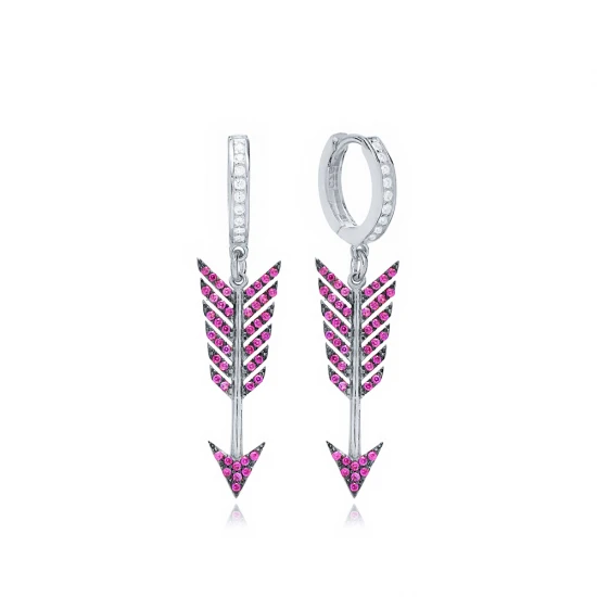 Ruby Arrow Dangle 925 Sterling Silver Earrings Ruby Arrow Dangle 925 Sterling Silver Earrings