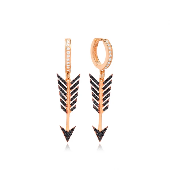 Black CZ Arrow Dangle 925 Sterling Silver Earrings Black CZ Arrow Dangle 925 Sterling Silver Earrings