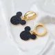 Black CZ Mouse Dangle 925 Sterling Silver Earrings