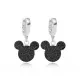 Black CZ Mouse Dangle 925 Sterling Silver Earrings