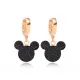 Black CZ Mouse Dangle 925 Sterling Silver Earrings