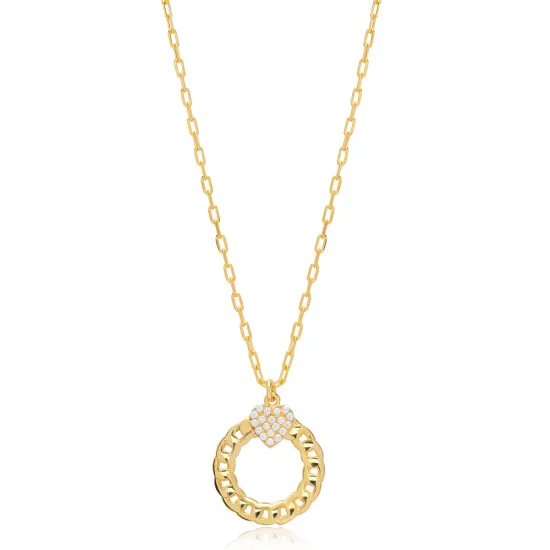 CZ Heart Link Chain Hollow 925 Sterling Silver Pendant CZ Heart Link Chain Hollow 925 Sterling Silver Pendant