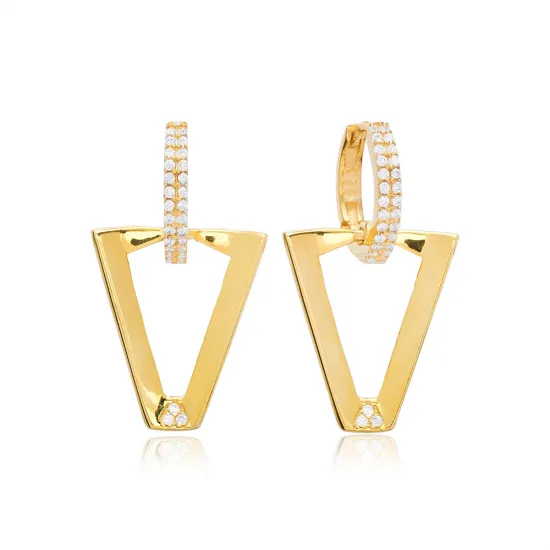 Geometric 14mm 925 Sterling Silver Earrings