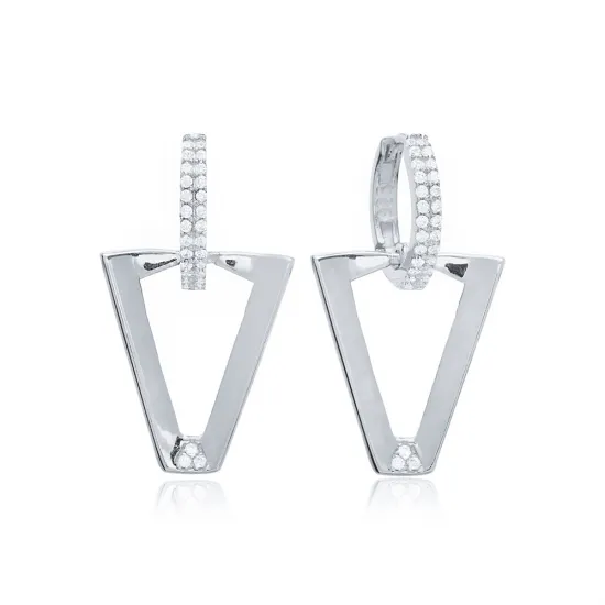Geometric 14mm 925 Sterling Silver Earrings