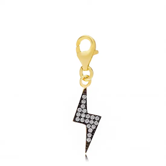Lightning Charm Black Ink 925 Silver Sterling Jewelry Lightning Charm Black Ink 925 Silver Sterling Jewelry