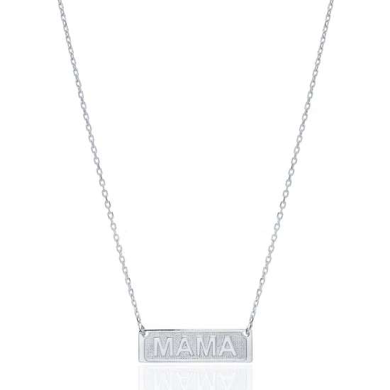 Mama Rectangle 925 Sterling Silver Pendant | 925 Sterling Silver Wholesale | Sade Silver Mama Rectangle 925 Sterling Silver Pendant - Sade 925 Silver Jewelry