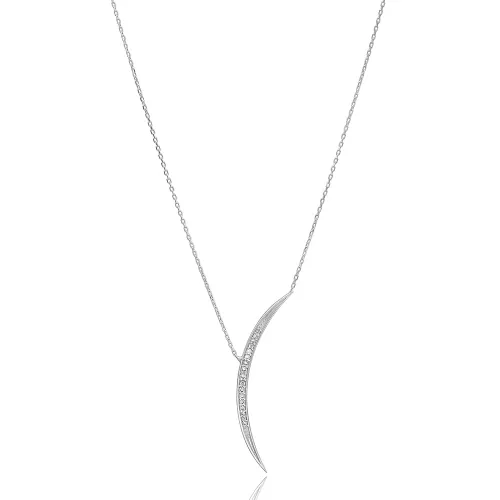 CZ Crescent Moon 925 Sterling Silver Pendant