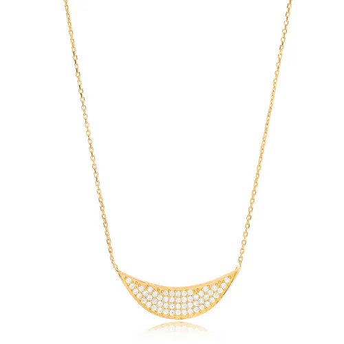 Crescent Moon CZ 925 Sterling Silver Pendant