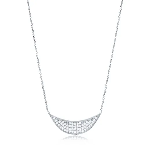 Crescent Moon CZ 925 Sterling Silver Pendant