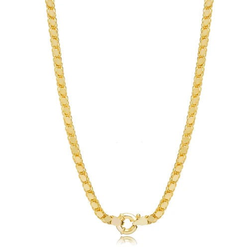 Barley Chain Round Clasp 925 Sterling Silver Necklace