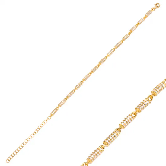 Zircon Charm Bracelet Chain Turkish 925 Sterling Silver Zircon Charm Bracelet Chain Turkish 925 Sterling Silver
