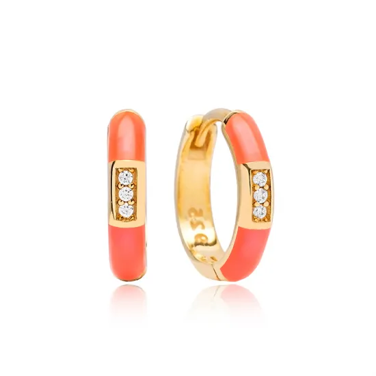 Fashionable Neon Pink Enamel Earrings Wholesale Turkish 925 Sterling Silver Jewelry Fashionable Neon Pink Enamel Earrings Wholesale Turkish 925 Sterling Silver Jewelry