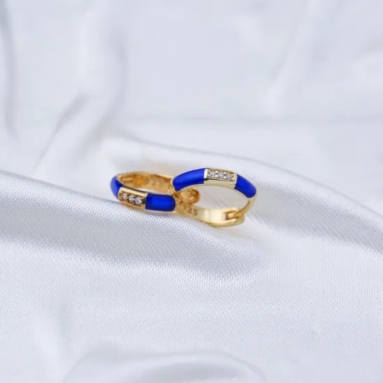Navy Blue Enamel Wholesale Turkish 925 Sterling Silver Earrings Navy Blue Enamel Wholesale Turkish 925 Sterling Silver Earrings