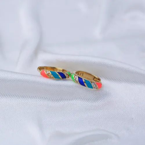 Mix Color Neon Enamel 925 Sterling Silver Earrings