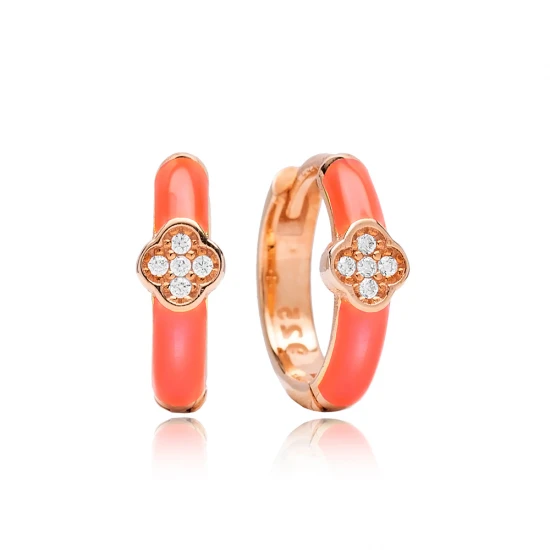 Clover Pink Enamel 925 Sterling Silver Earrings Clover Pink Enamel 925 Sterling Silver Earrings