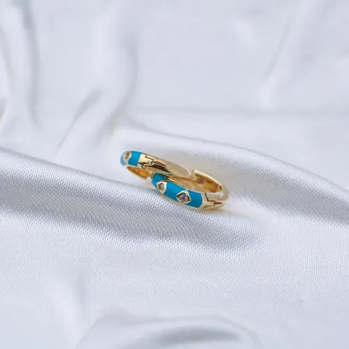 New Turquoise Enamel 925 Sterling Silver Earrings