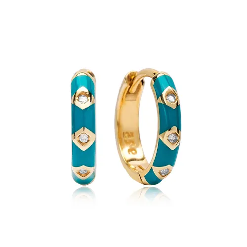New Turquoise Enamel 925 Sterling Silver Earrings