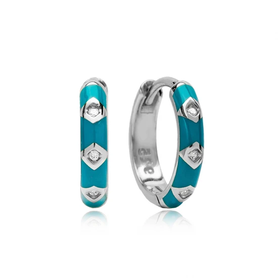 New Turquoise Enamel 925 Sterling Silver Earrings New Turquoise Enamel 925 Sterling Silver Earrings