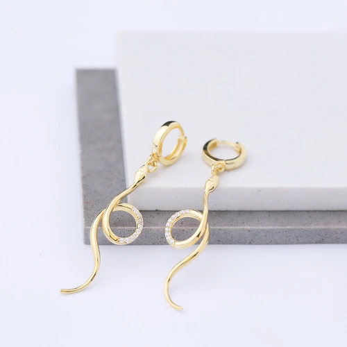 Handcrafted Snake CZ 925 Sterling Silver Earrings Handcrafted Snake CZ 925 Sterling Silver Earrings