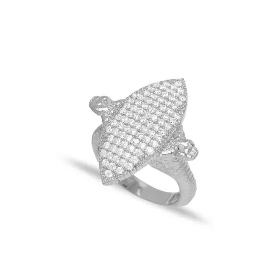 Handcrafted CZ Snake 925 Sterling Silver Ring