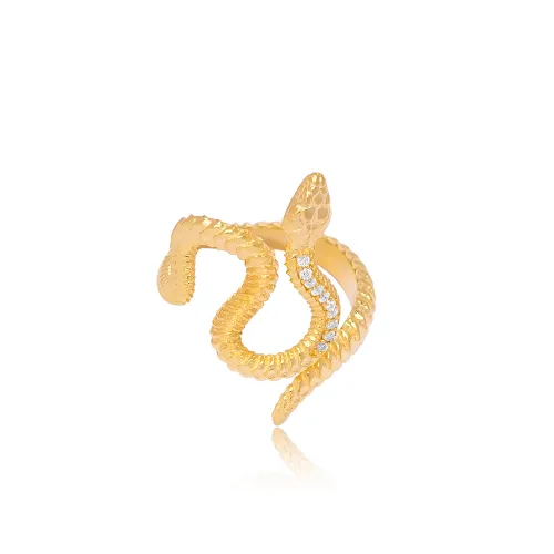 Snake Shaped CZ Adjustable 925 Sterling Silver Ring