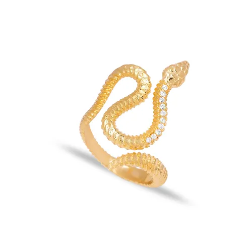 Snake Shaped CZ Adjustable 925 Sterling Silver Ring