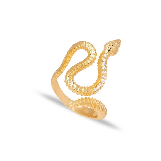 Snake Shaped CZ Adjustable 925 Sterling Silver Ring | 925 Sterling Silver Wholesale | Sade Silver Snake Shaped CZ Adjustable 925 Sterling Silver Ring - Sade 925 Silver Jewelry