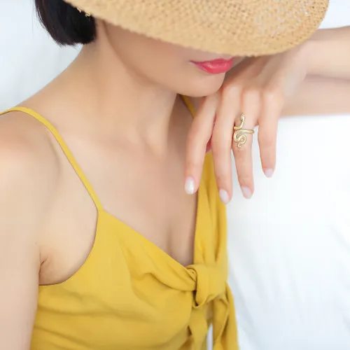 925 Sterling Silver Snake Adjustable Ring