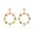 Colorful Flower Round Long 925 Sterling Silver Earrings