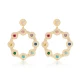 Colorful Flower Round Long 925 Sterling Silver Earrings Colorful Flower Round Long 925 Sterling Silver Earrings