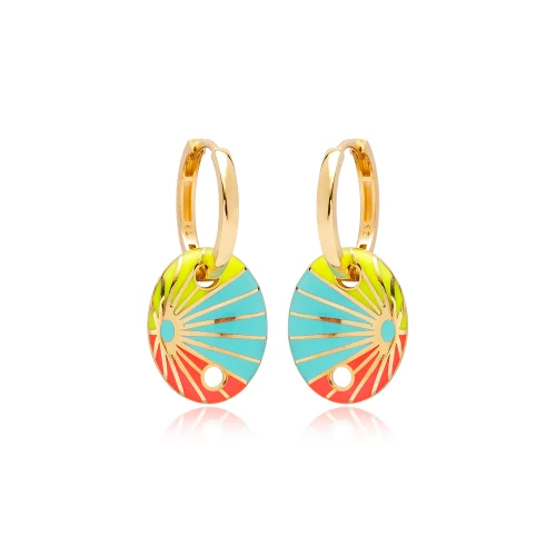 Rainbow Enamel Oval Shape 925 Sterling Silver Earrings